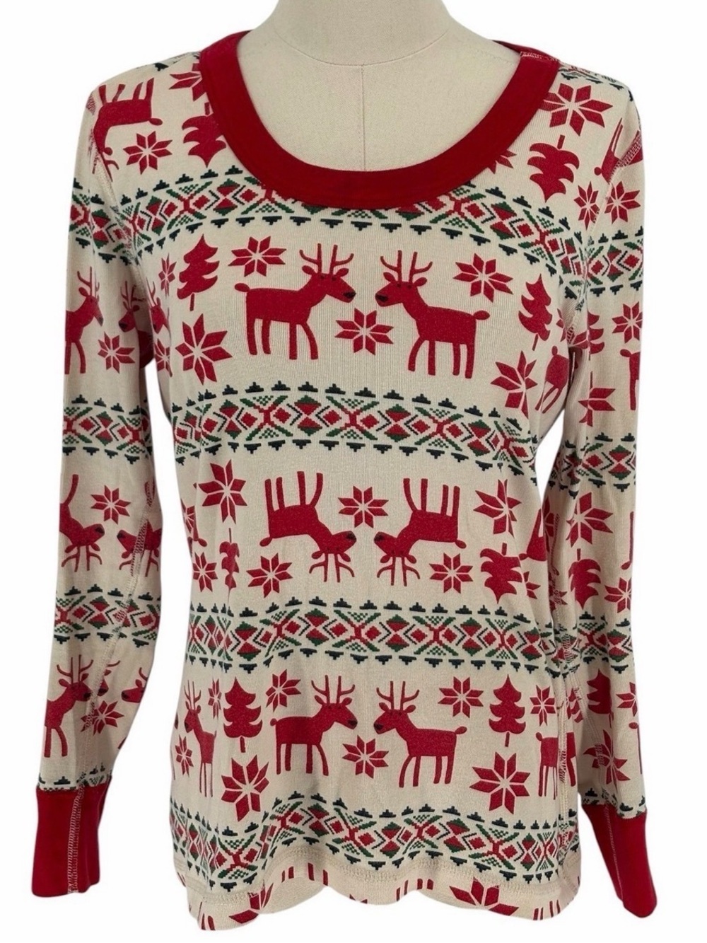 HANNA ANDERSSON Dear Deer reindeer Christmas Holiday fair isle shirt Top M
